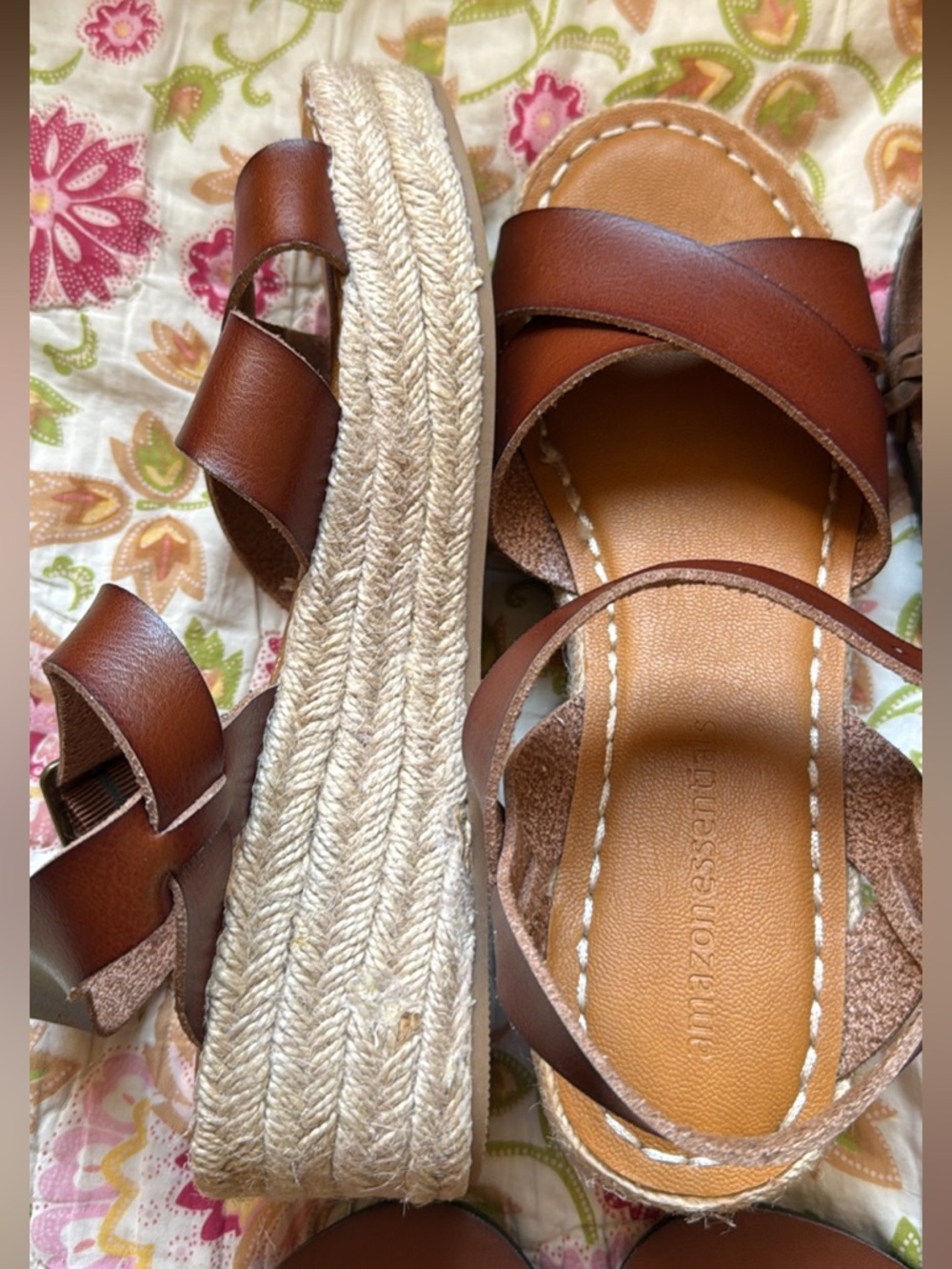 Amazon Essentials Brown Espadrille Platform Sandals